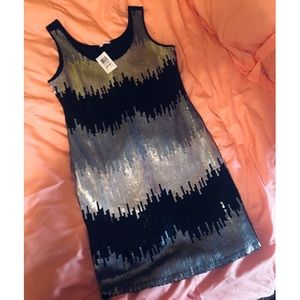 Maitai Mini Black/Silver Sequin Dress 2X